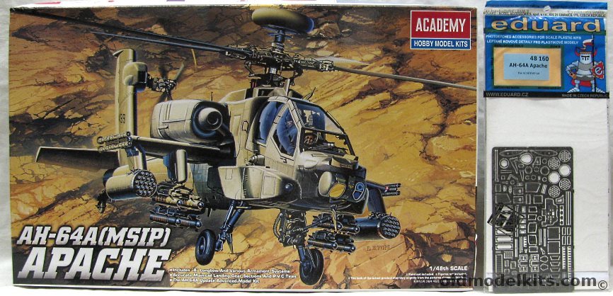 Academy 1/48 AH-64A (MSIP) Apache + Eduard PE Details, 2115 plastic model kit